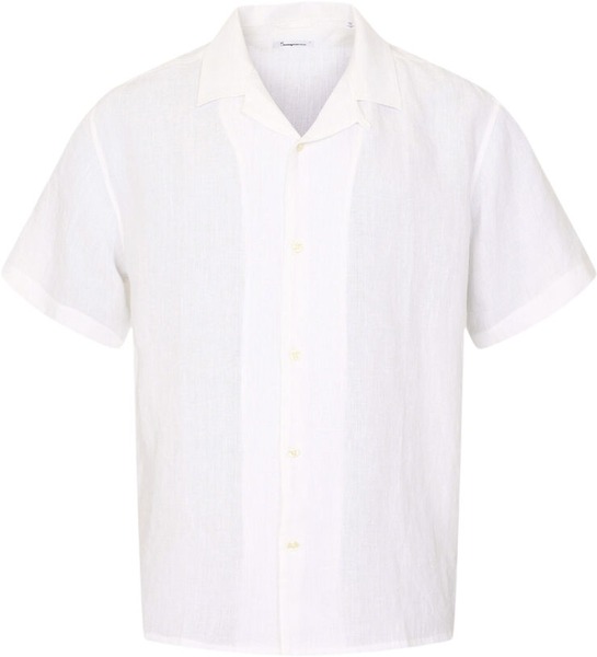 Knowledge Cotton Apparel kortærmet hvid hørskjorte