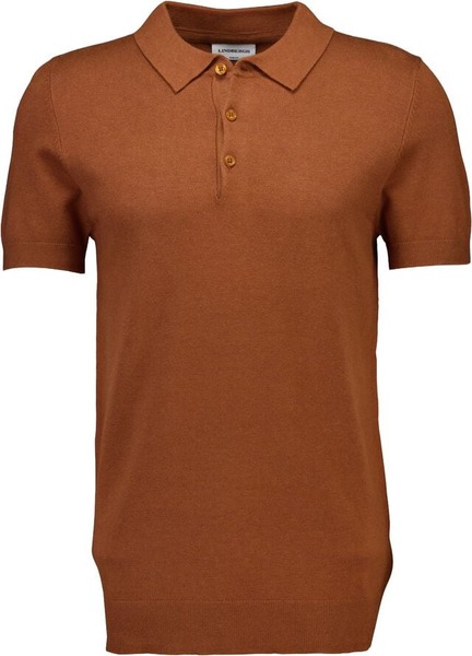 Lindbergh kobberbrun strikket polo i viskose og nylon
