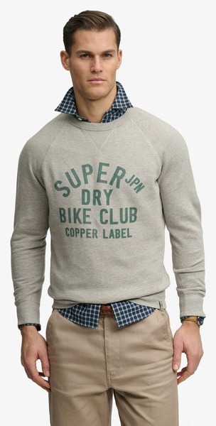 Superdry gråmeleret grafisk sweatshirt med vintage brysttryk
