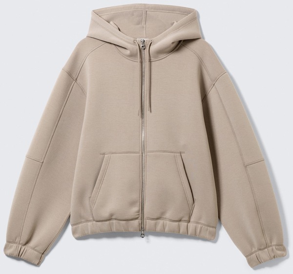 Taupe hoodie med høj hals fra Weekday