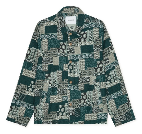 Les Deux Ian Jacquard Coach Jacket i sea moss green