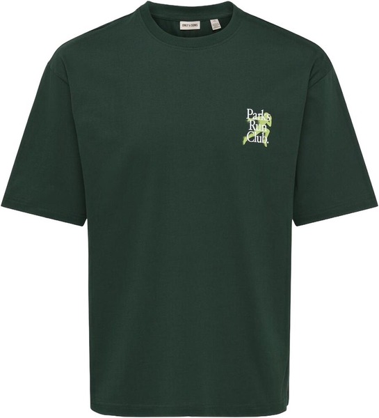 Only & Sons Run Club t-shirt i mørkegrøn Pine grove
