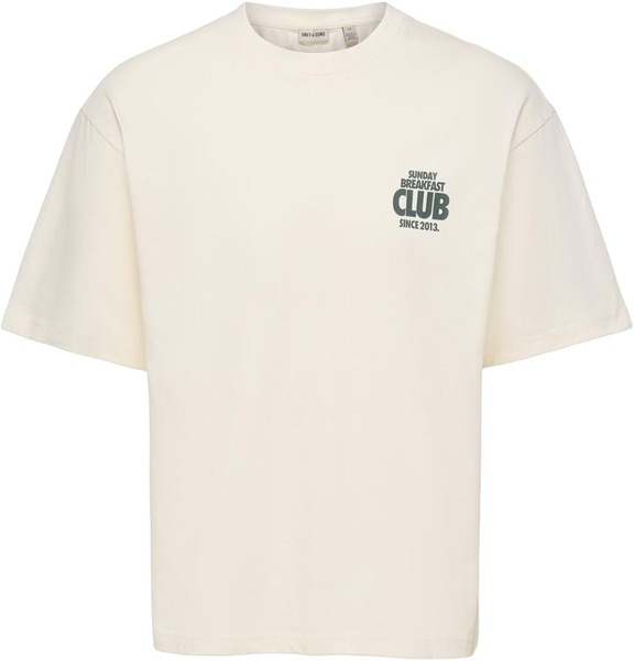 Only & Sons Run Club Boxy t-shirt i cremefarvet Egret