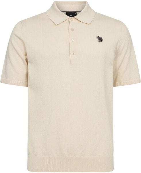 PS Paul Smith cremefarvet strikket polo med zebralogo