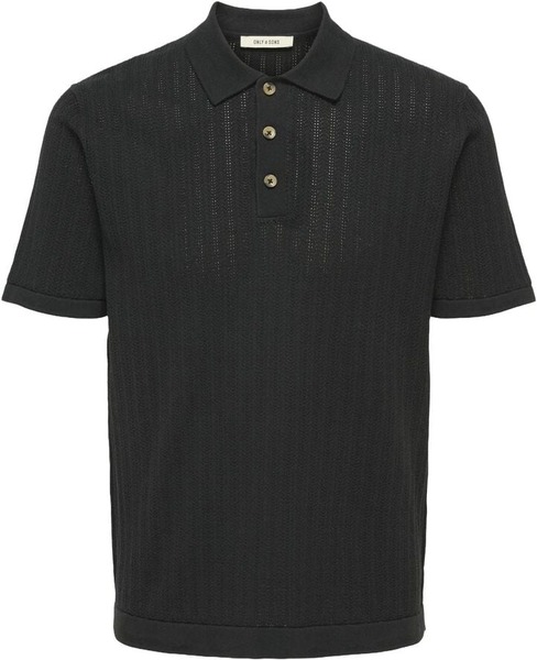 Only og Sons sort strikket polo med regular fit