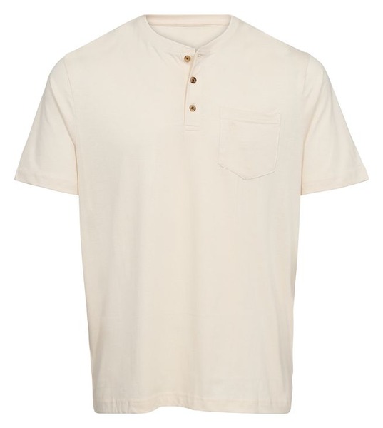 Thomas Regency Grandad t-shirt i Off White med knaplukning og brystlomme