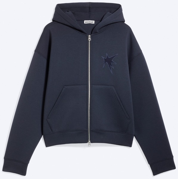 Navy grafisk scuba zip-hoodie fra Weekday