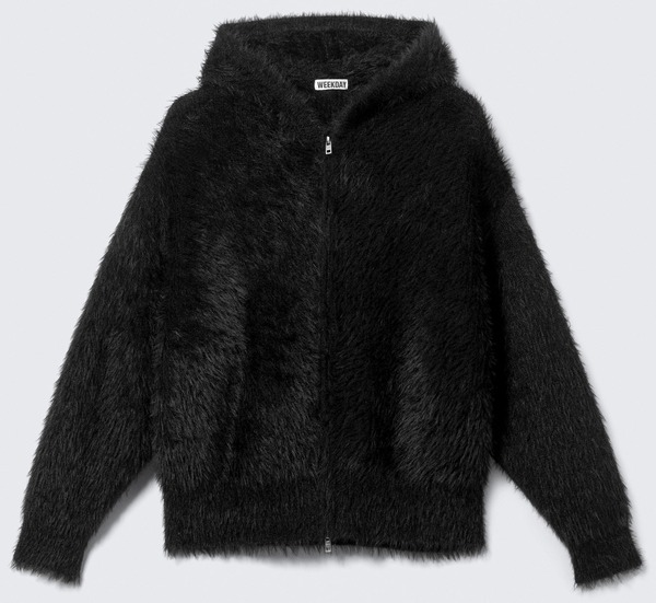 Sort lodden strik-hoodie fra Weekday