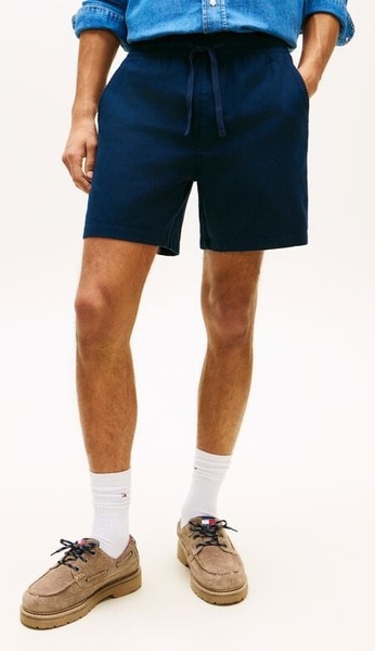 Tommy Hilfiger Logo Relaxed Shorts With Linen i dark night navy