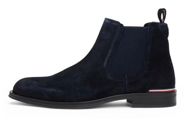Mørkeblå Tommy Hilfiger suede Chelsea boot med elastikpanel