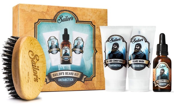 Sailor's Skægsæt Antarctica med skægvask, conditioner, olie og børste