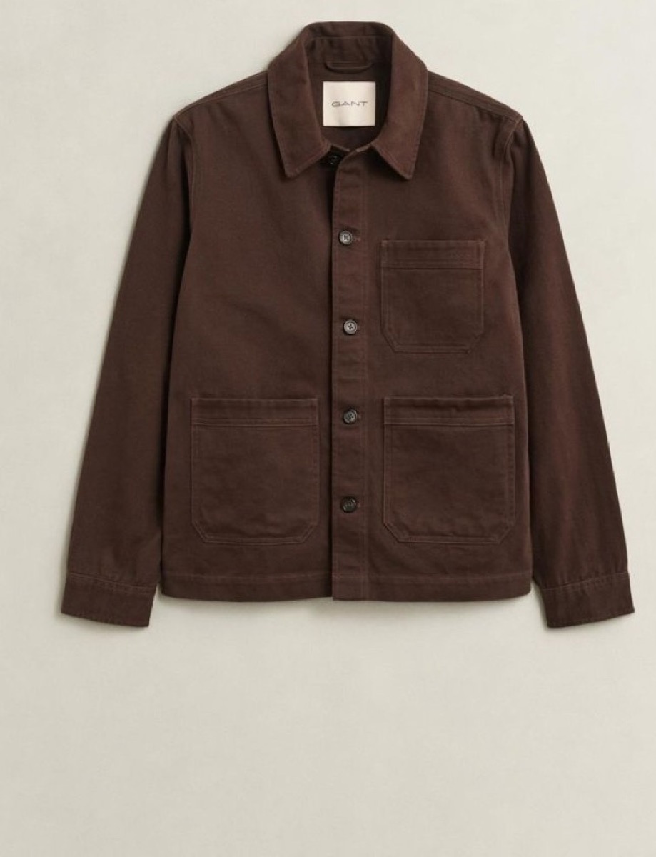 Mørkebrun GANT Twill Overshirt