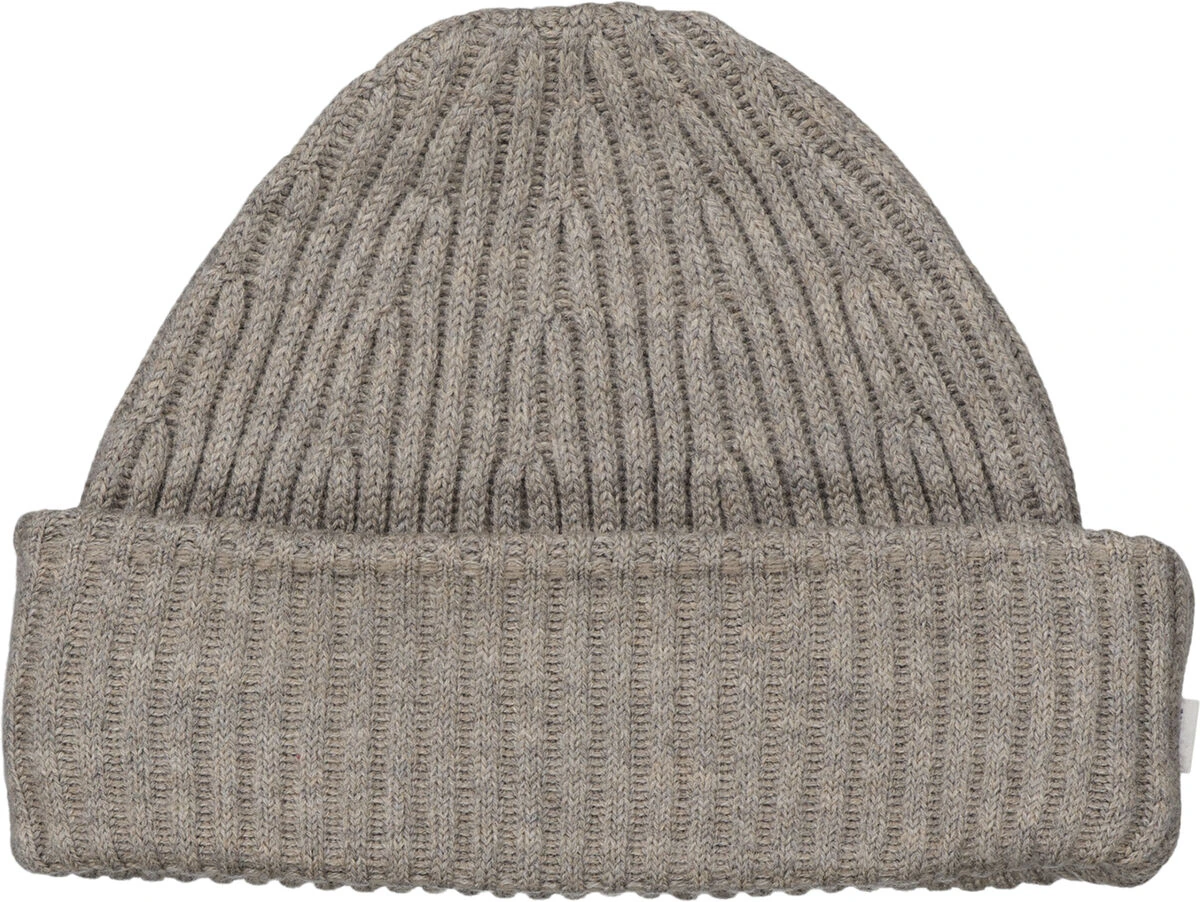 Lysegrå ribstrikket NN.07 Rib Hat med bred dobbelt fold