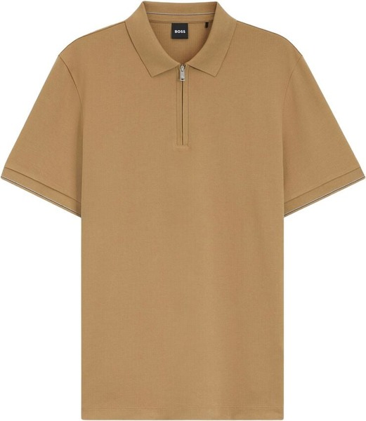 Beige BOSS C-Pei 90 polo med lynlås