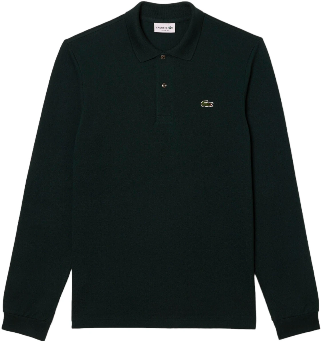 Lacoste L1312 langærmet polo i mørkegrøn