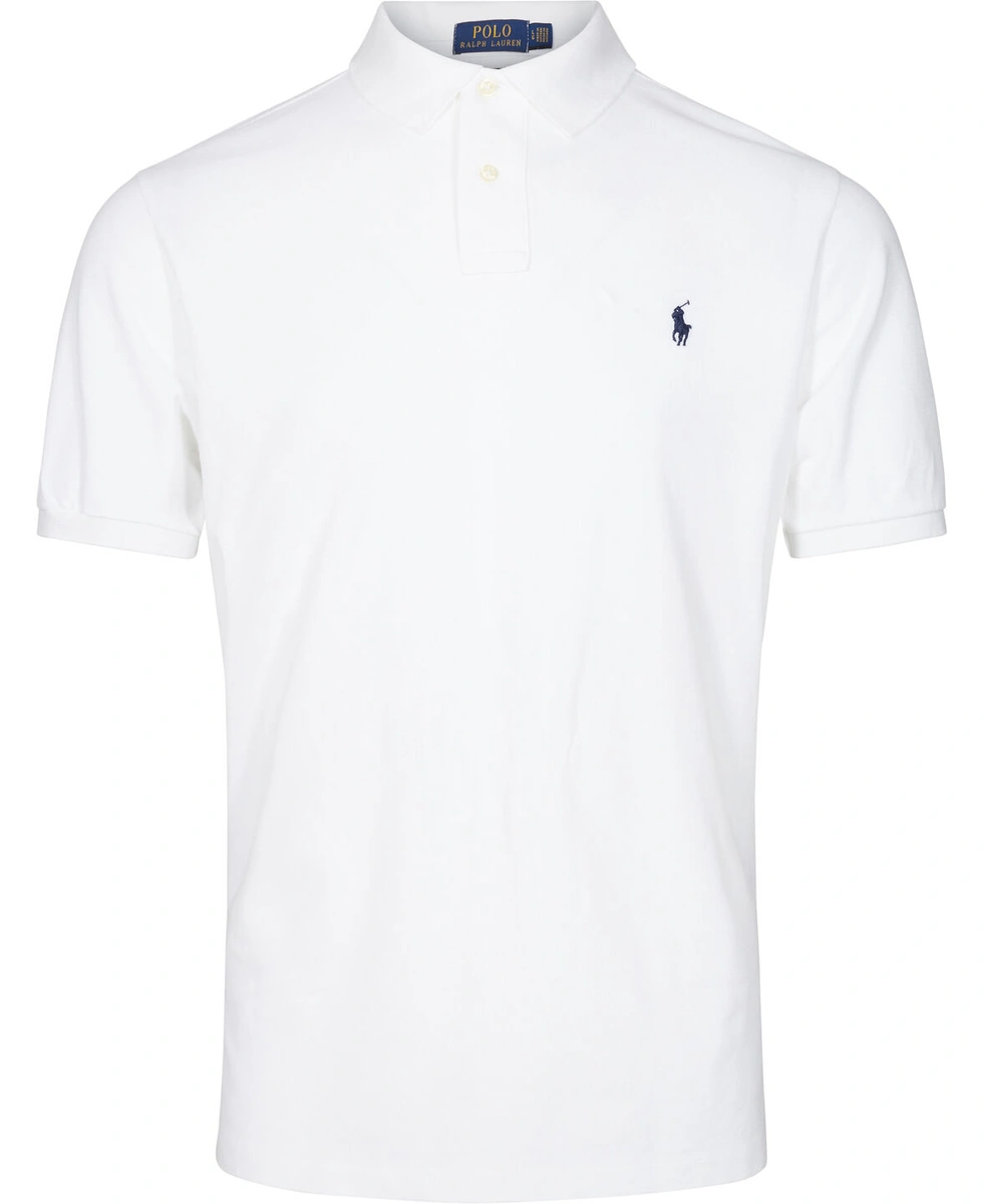Polo Ralph Lauren Custom Slim Fit Mesh Polo i hvid