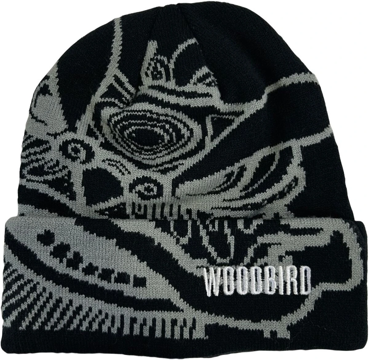 Sort og grå Woodbird-hue med grafisk jacquardmotiv