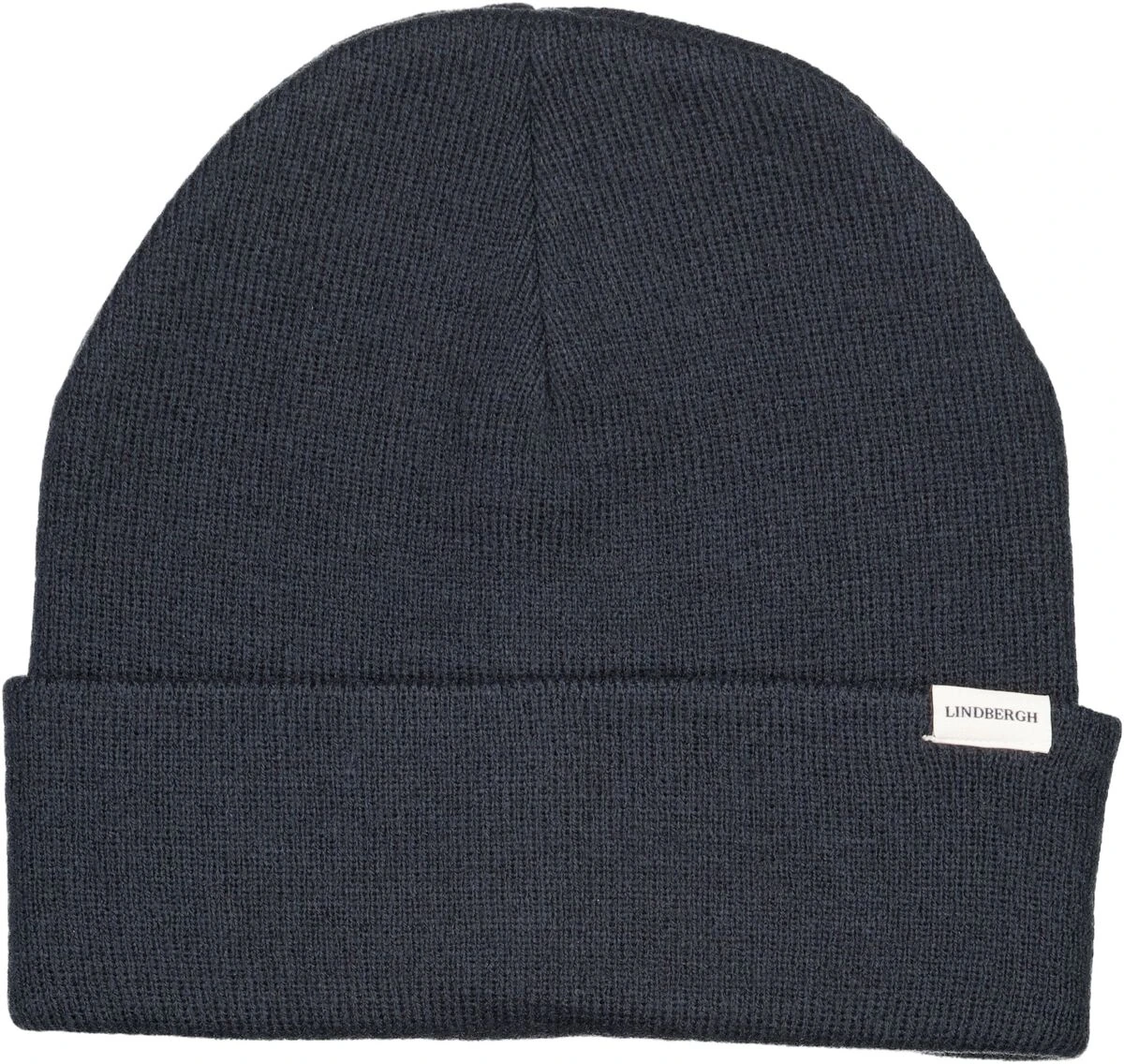 Mørkeblå Lindbergh-beanie med fold og lille logomærke
