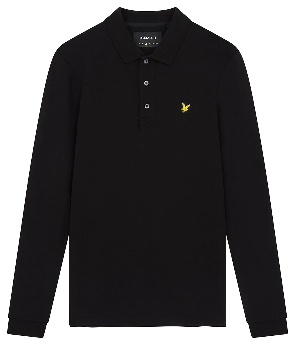 Lyle & Scott langærmet bomuldspolo i jet black