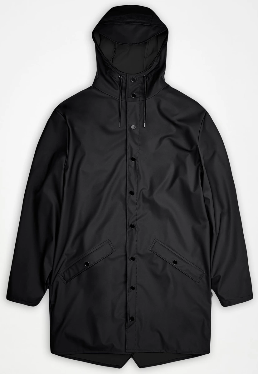 Rains Long Jacket i sort