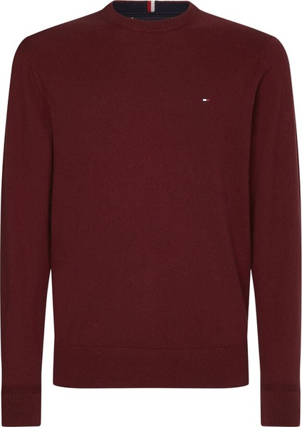 Mørkerød Tommy Hilfiger crewneck med bomuld og cashmere