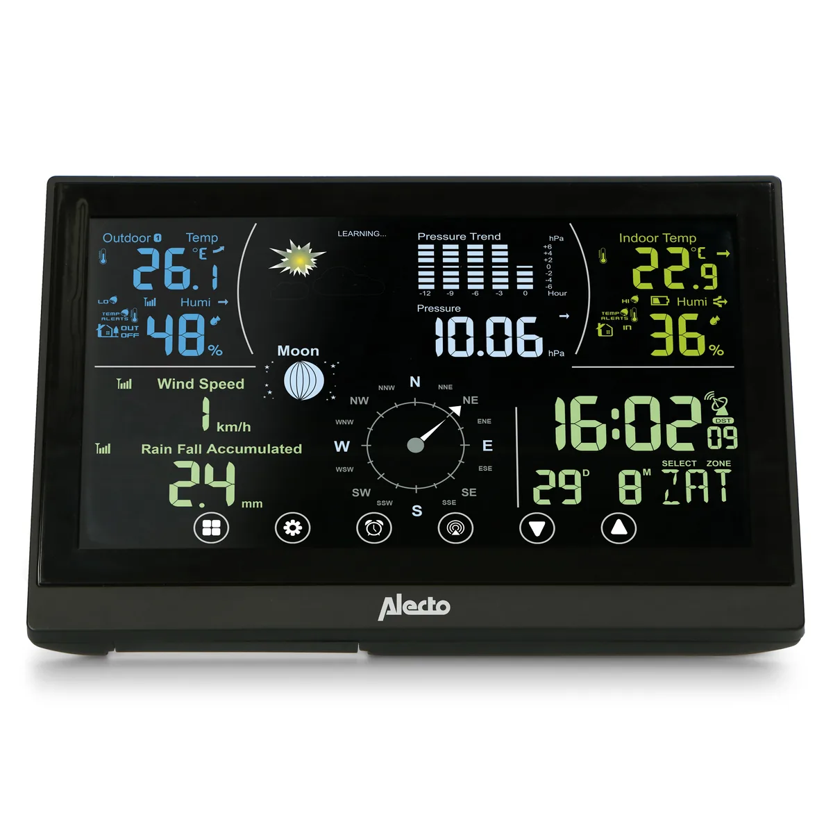 Alecto WS3875 vejrstation med stort farvedisplay