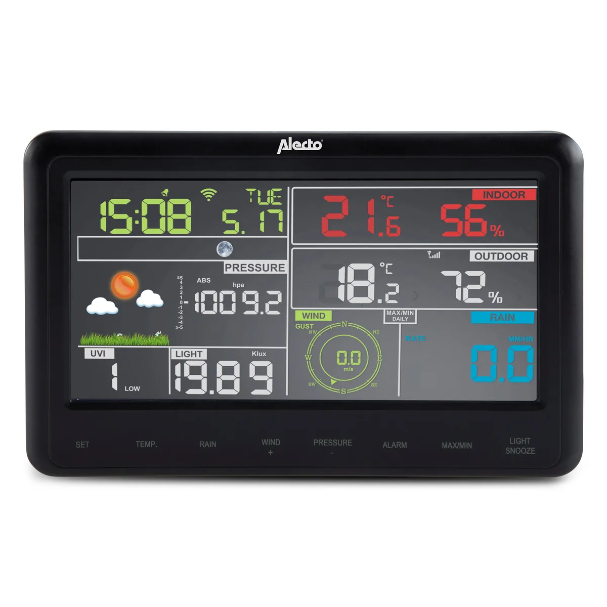 Alecto WS-5500 vejrstation med display til otte målinger