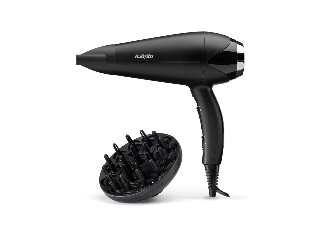BaByliss Turbo Smooth D572DE hårtørrer med stor diffuser