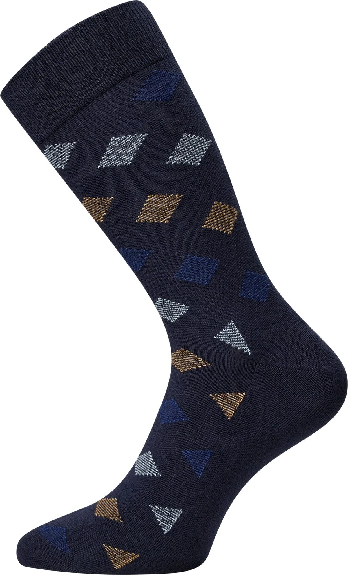 Navy Egtved Socks Bamboo strømper med geometrisk mønster