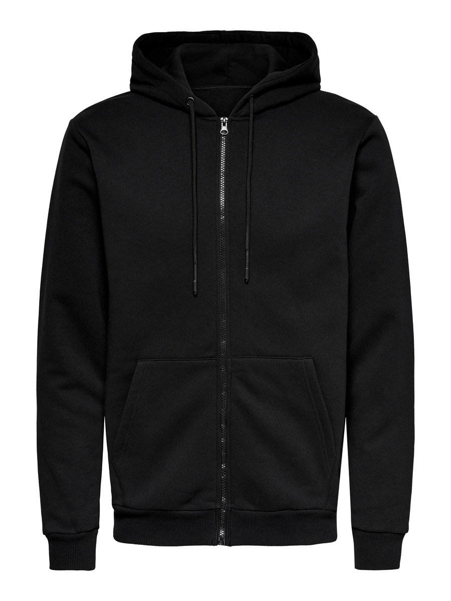 Sort Only & Sons ONSCERES zip-hoodie til mænd