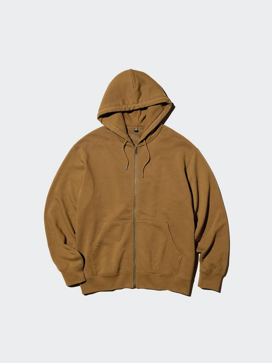 Brun UNIQLO Sweat Full-Zip Hoodie til mænd