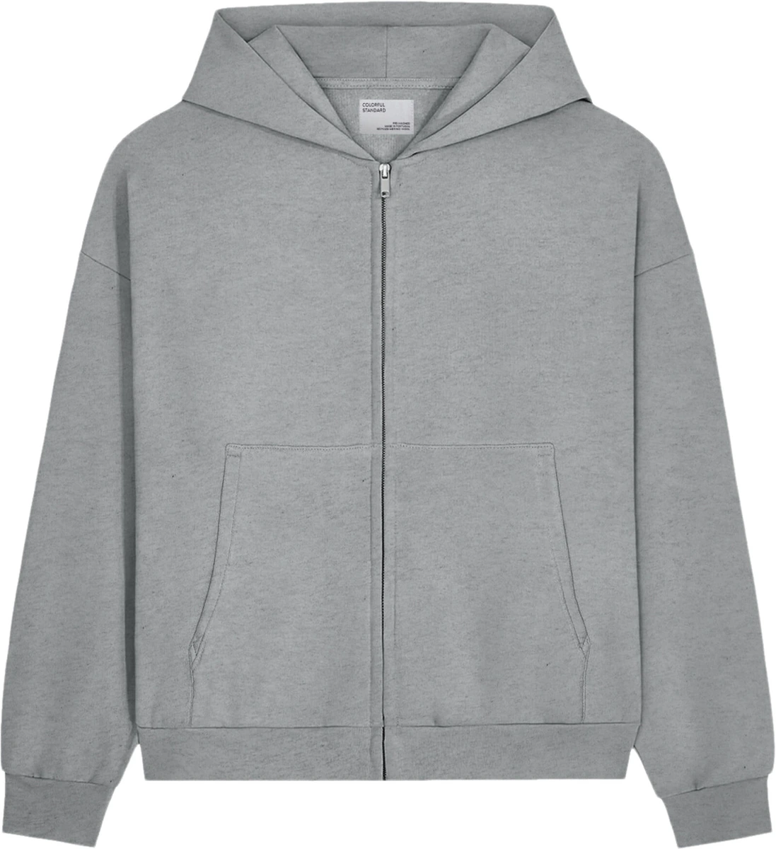 Grå Colorful Standard Organic Oversized Zip Hood til mænd