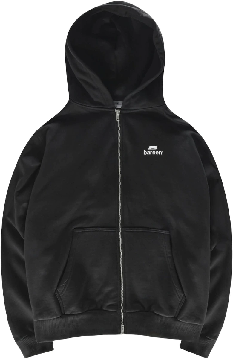 Sort Bareen Oversized Zip Hoodie Logo til mænd