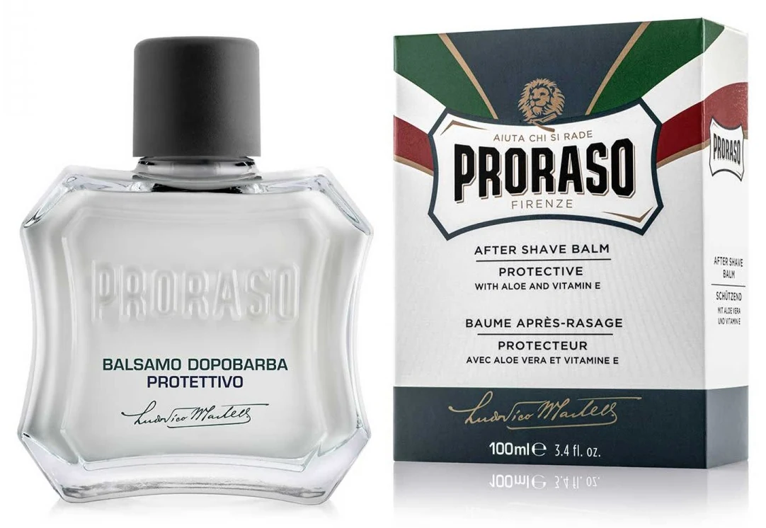 Proraso After Shave Balm Aloe Vera og E-vitamin 100 ml med flaske og æske