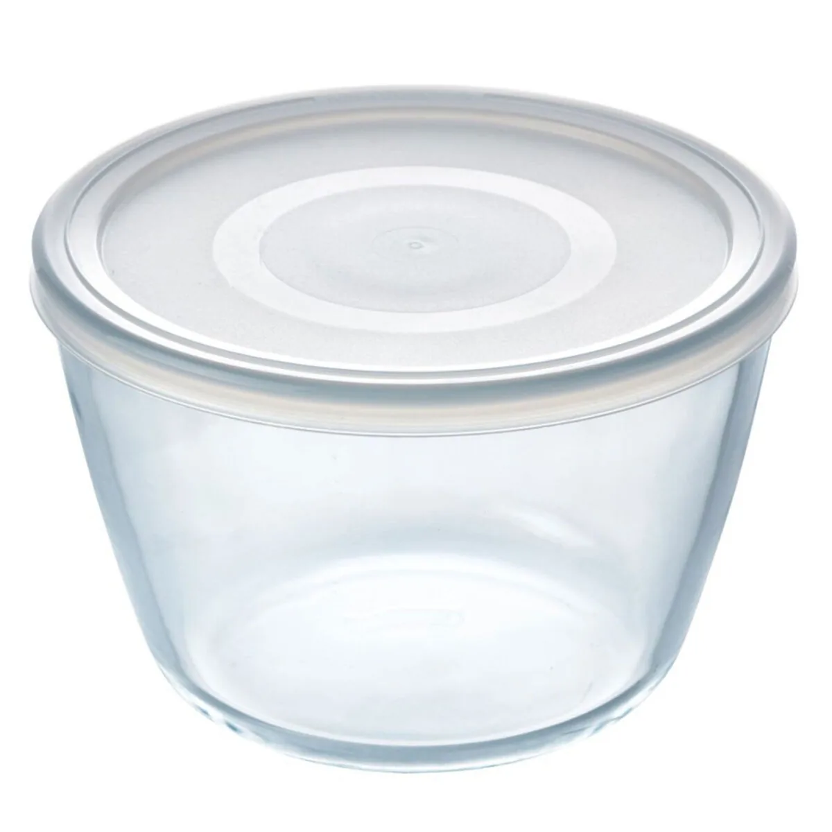 Rund Pyrex Cook and Freeze madbeholder i klart glas med låg