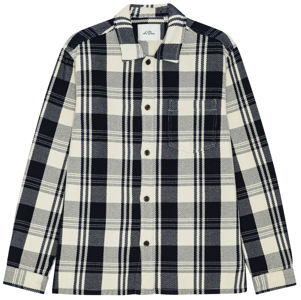 Les Deux Structured Check Overshirt i mørk navy