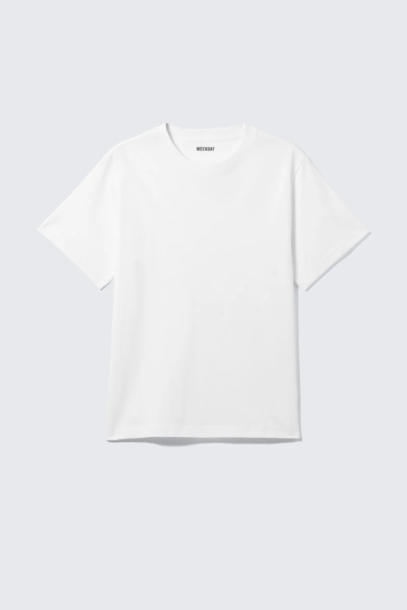 Hvid Weekday Classic Boxy T-Shirt med brede ærmer