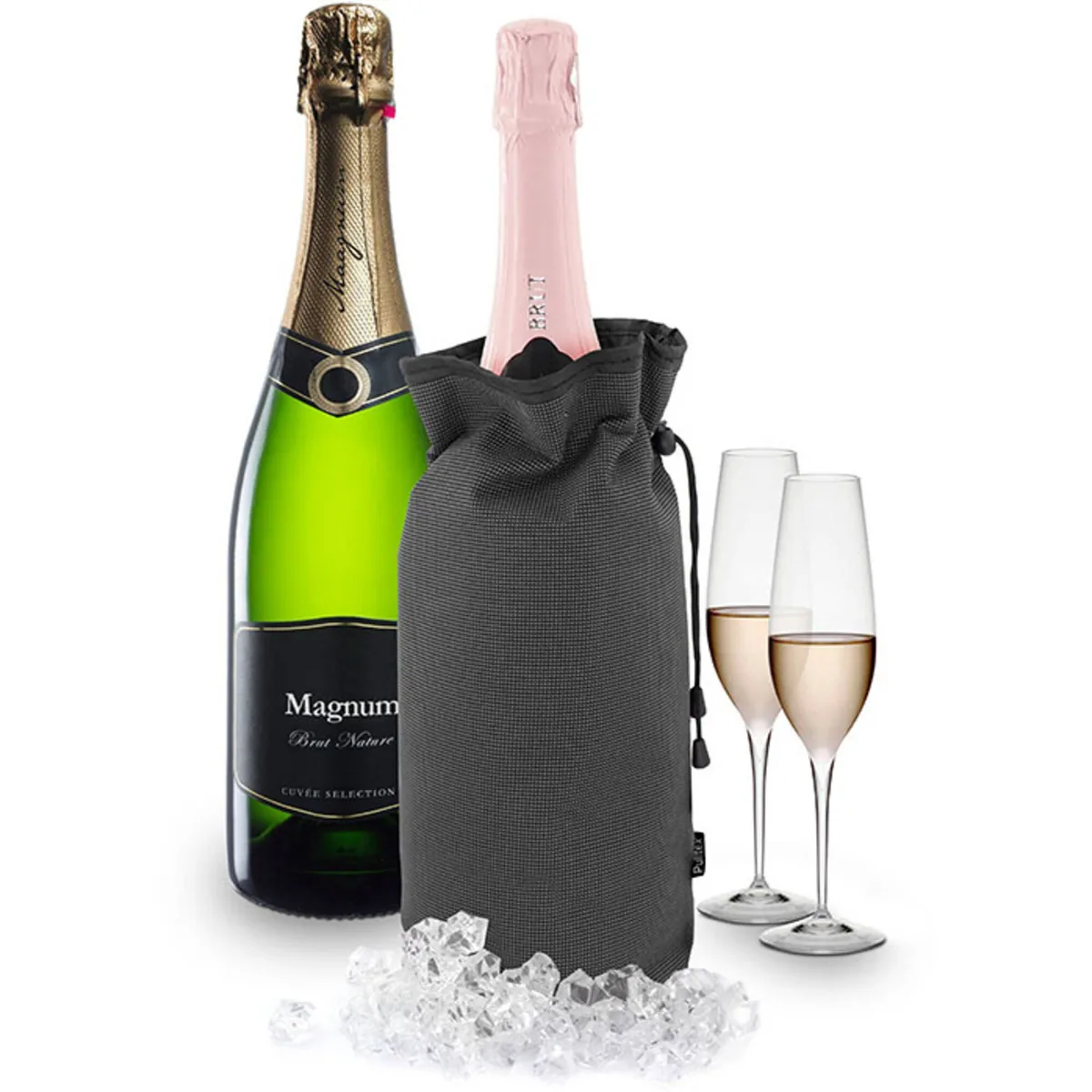 Grå Pulltex champagnekøler til magnumflaske på 1,5 liter