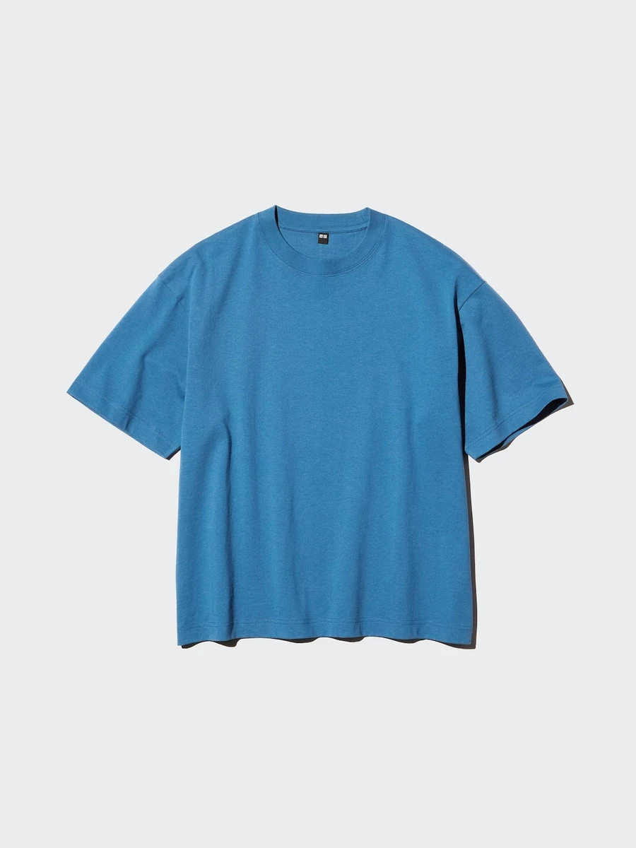 Uniqlo Boxy Cropped T-Shirt i blå
