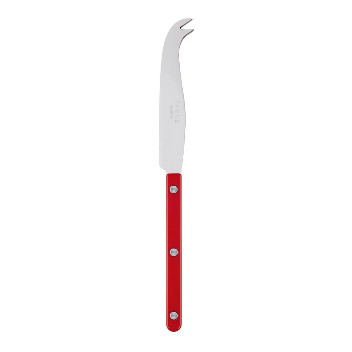 Sabre Bistrot Solid stor ostekniv med rødt håndtag og gaflet spids