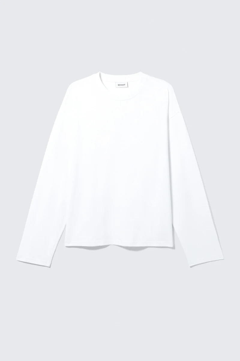 Hvid Weekday Loose Boxy Long-Sleeved T-Shirt