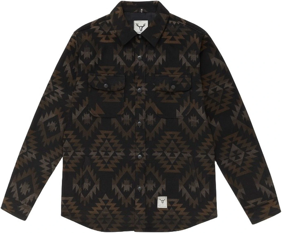 Fat Moose Aztec Overshirt i navy med let polstring