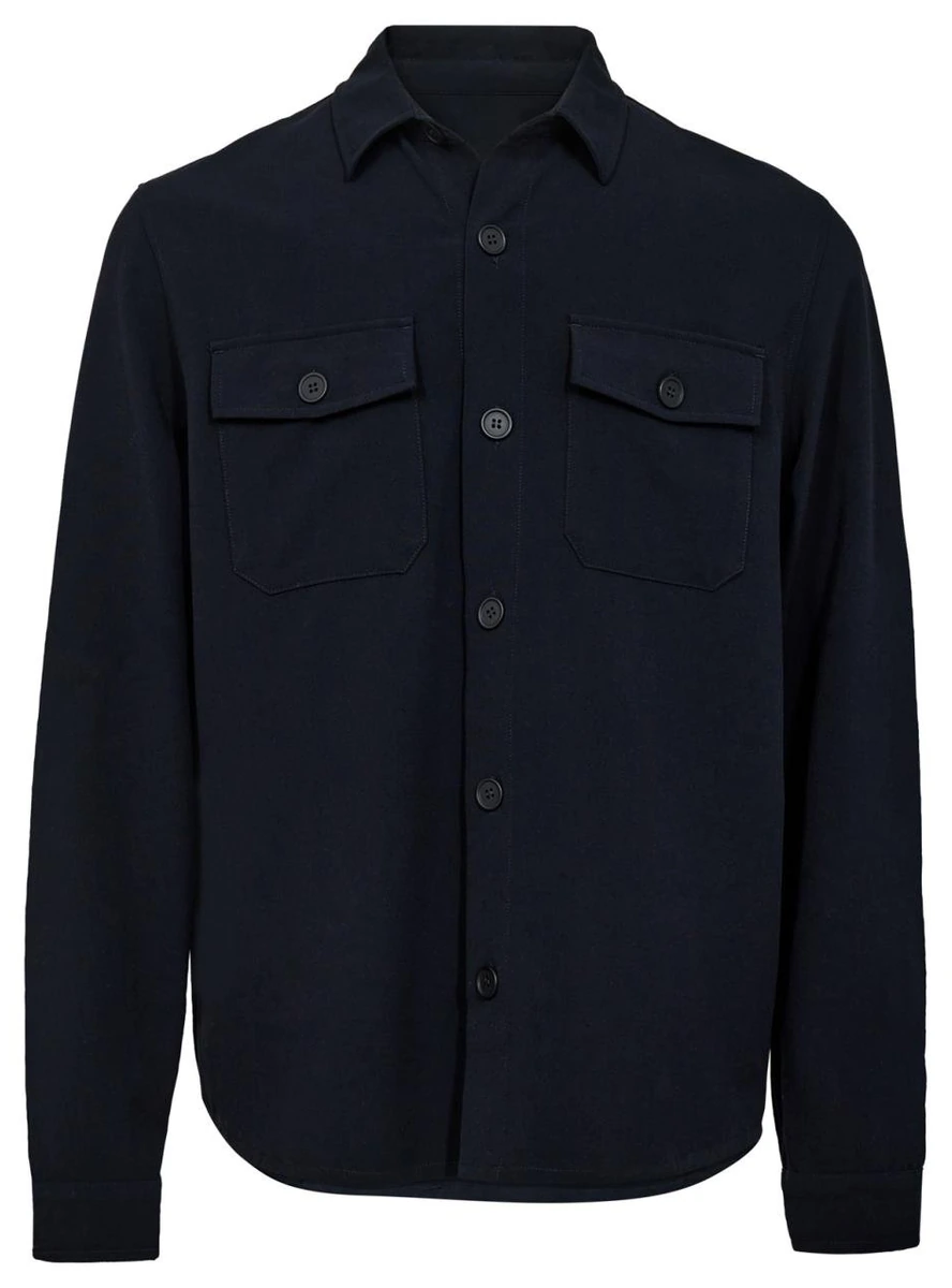 Gino Marcello Solid Modern Fit overshirt i navy
