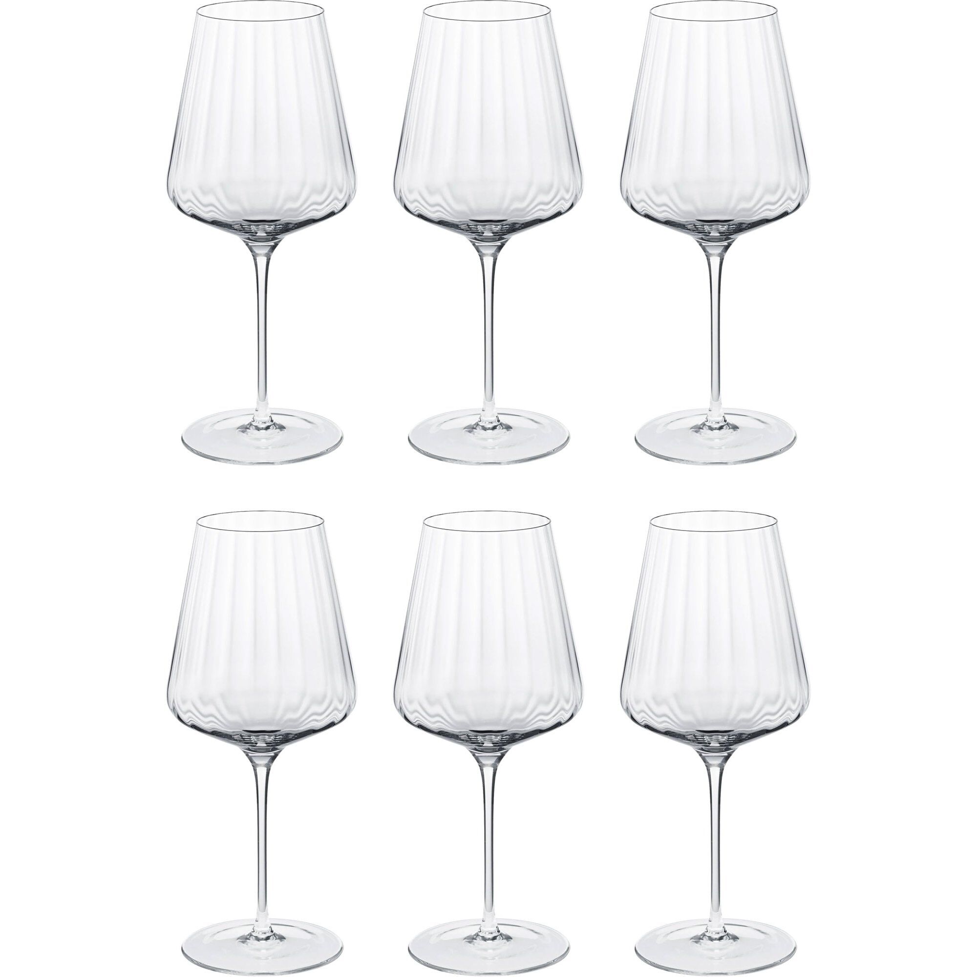 Georg Jensen Bernadotte rødvinsglas 6-pak art deco riflet design