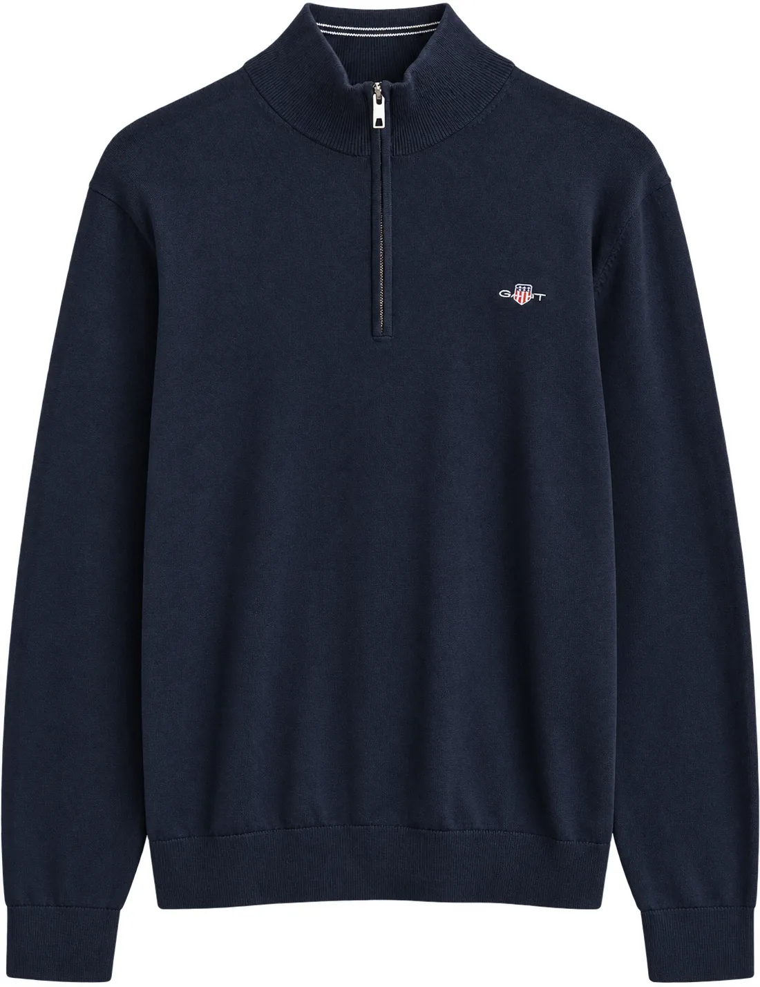 Marineblå GANT Cotton Half-Zip Sweater i bomuld