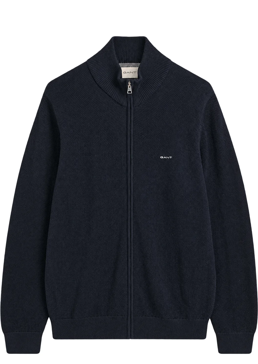 Marineblå GANT-piquécardigan med lynlås