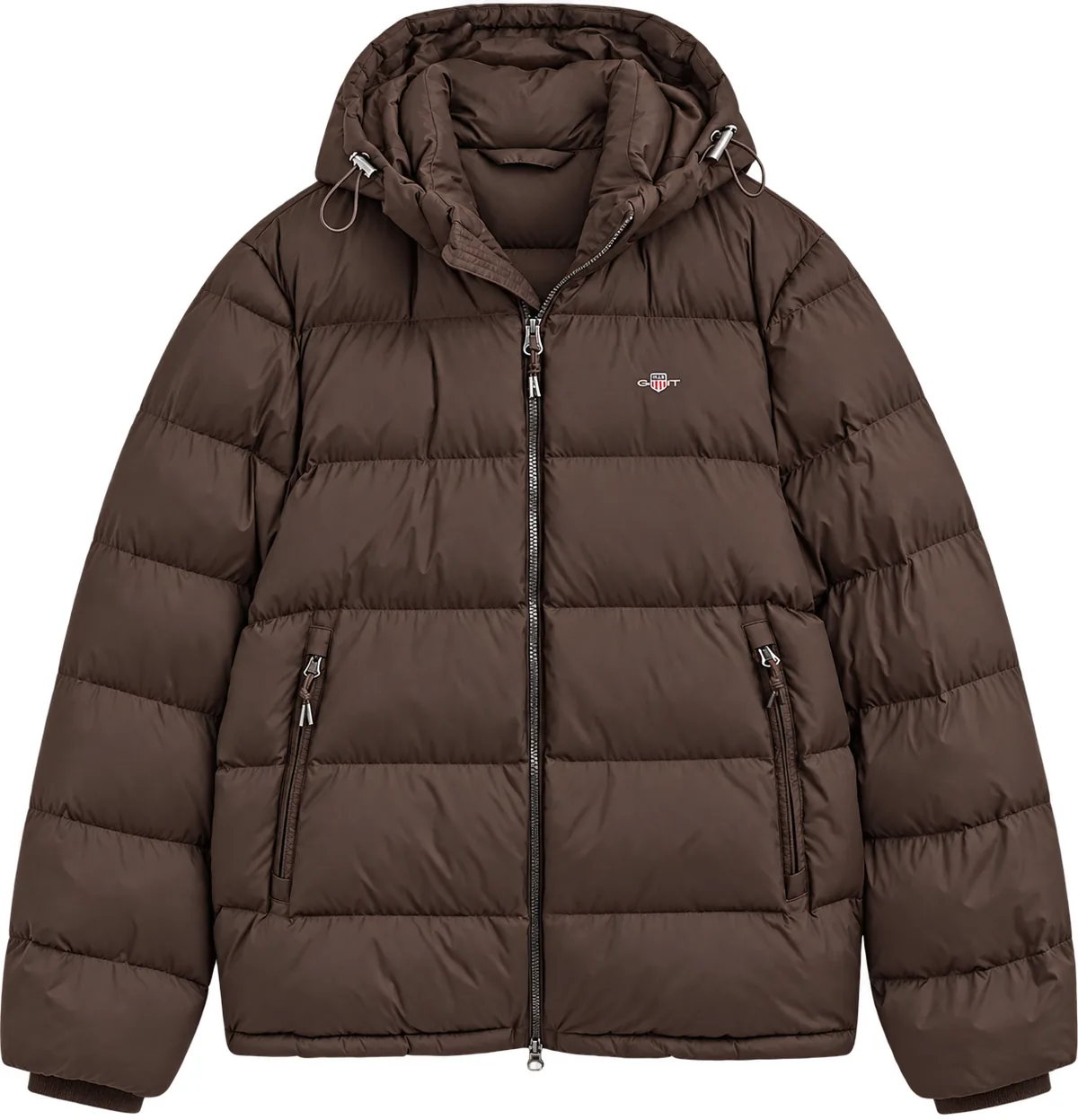 Mørkebrun GANT Active Cloud Jacket med hætte