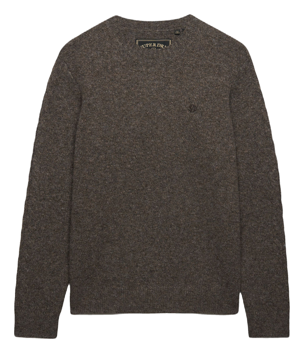 Brun strik med kabelærmer fra Superdry