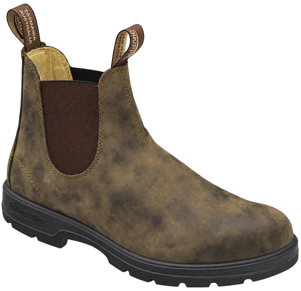 Brun Blundstone 585-støvle med elastiske sider og sort sål